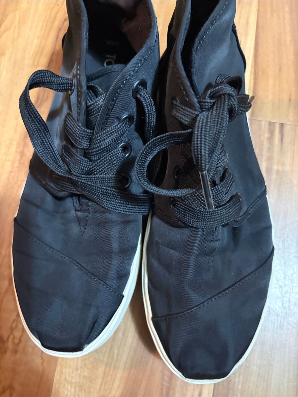 TOMS Black High-Top Canvas Sneakers with Cream Sole
